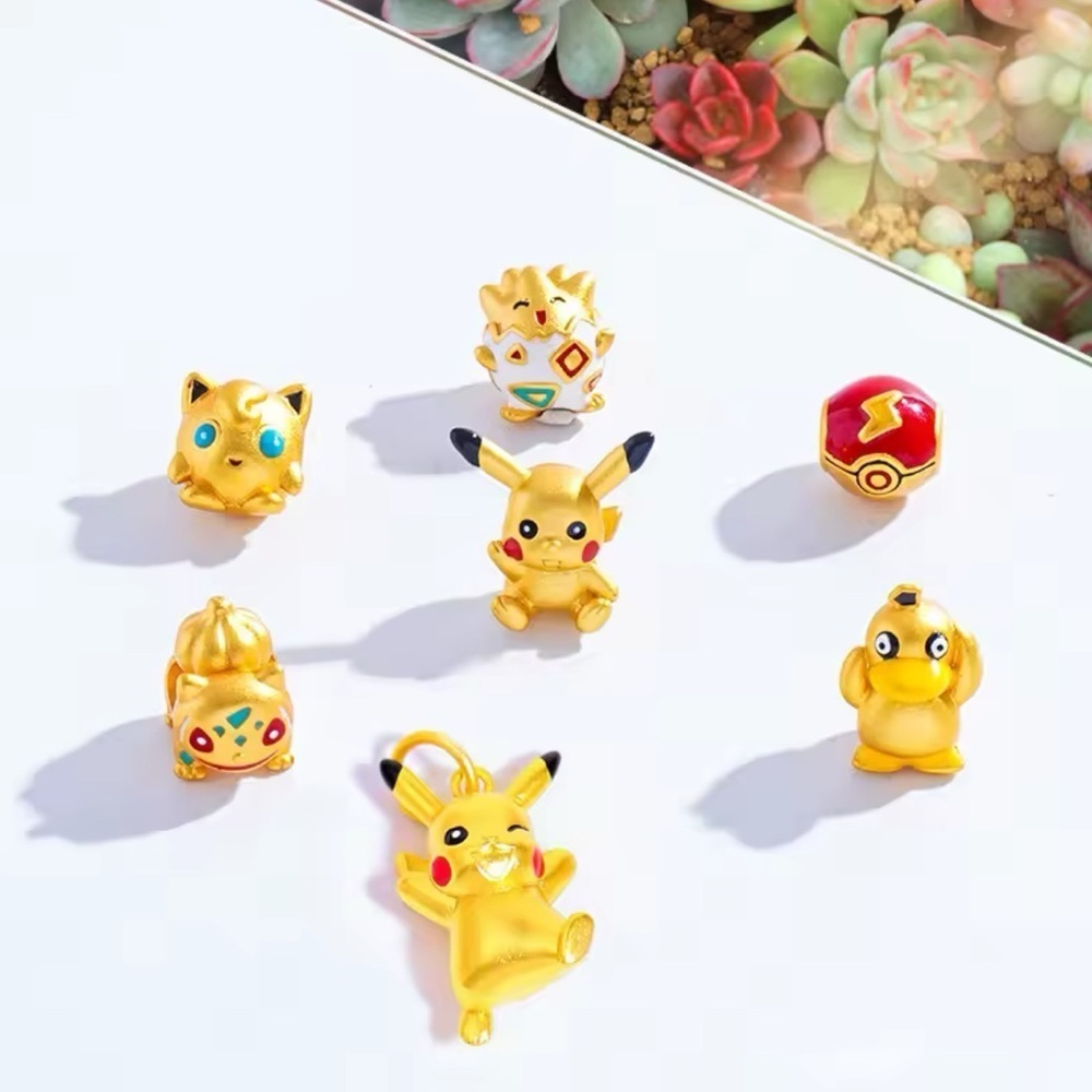 24K Gold Filled PokemonTogepi Charm Bead Pendant Anime Kawaii Pocket Monster - Picture 5 of 7